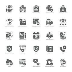 Business Insurance icon pack for your website, mobile, presentation, and logo design. Business Insurance icon glyph design. Vector graphics illustration and editable stroke.