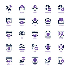 Tech Help and Support icon pack for your website, mobile, presentation, and logo design. Tech Help and Support icon dual tone design. Vector graphics illustration and editable stroke.