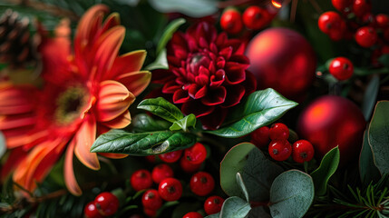 Obraz premium Close-Up Christmas Floral Arrangement