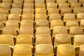 Fototapeta premium Empty snow-covered stands of the stadium. Beautiful simple AI generated image in 4K, unique.