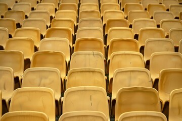 Fototapeta premium Empty stands and seats for fans and fans in the open-air stadium. Lack of fans during the pandemic.. Beautiful simple AI generated image in 4K, unique.
