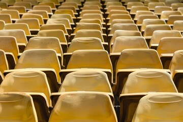 Obraz premium Empty stands and seats for fans and fans in the open-air stadium. Lack of fans during the pandemic.. Beautiful simple AI generated image in 4K, unique.