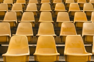 Fototapeta premium Empty snow-covered stands of the stadium. Beautiful simple AI generated image in 4K, unique.