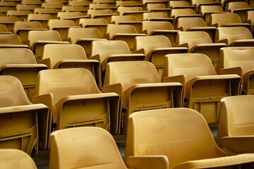 Fototapeta premium Empty snow-covered stands of the stadium. Beautiful simple AI generated image in 4K, unique.