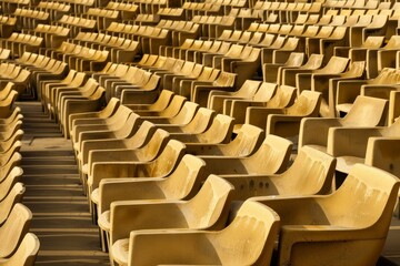 Empty stands and seats for fans and fans in the open-air stadium. Lack of fans during the pandemic.. Beautiful simple AI generated image in 4K, unique.
