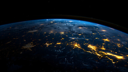 Obraz premium Earth at night copy space. Generative AI