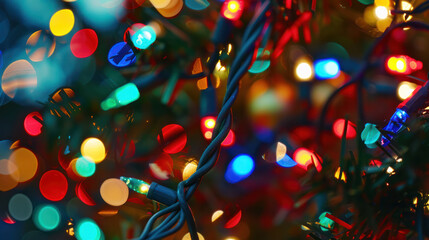 Naklejka premium Festive Christmas Lights With Bokeh Effect
