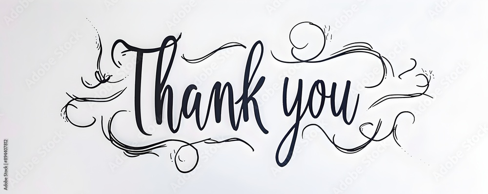 Poster thank you. this is a simple line art vector illustration with a white background in the minimalist s