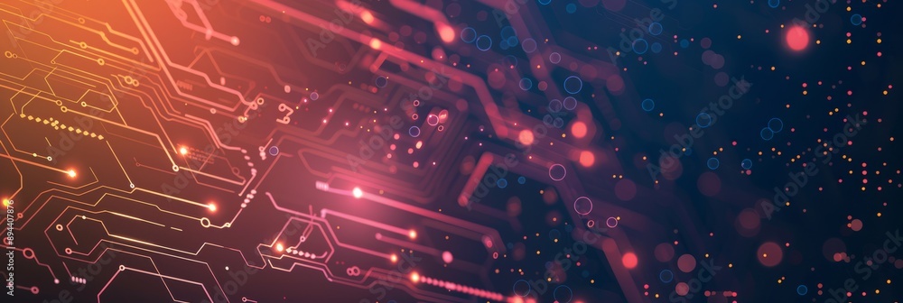 Poster the abstract circuit board features glowing nodes and lines, showcasing impressive engineering skill