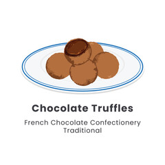 Hand drawn vector illustration of chocolate truffles with cocoa powder