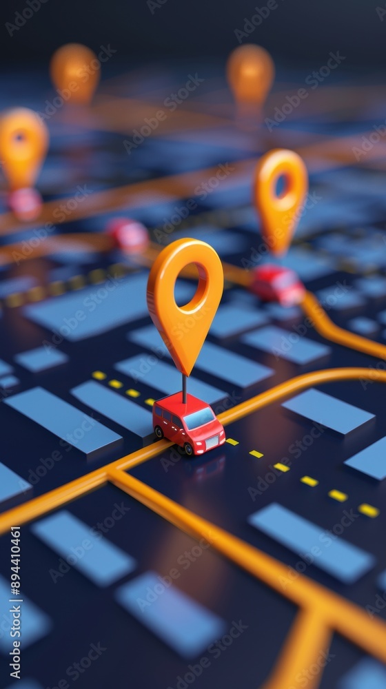 Poster travel management dashboard, featuring vehicle tracking and drop points, designed for logistics effi