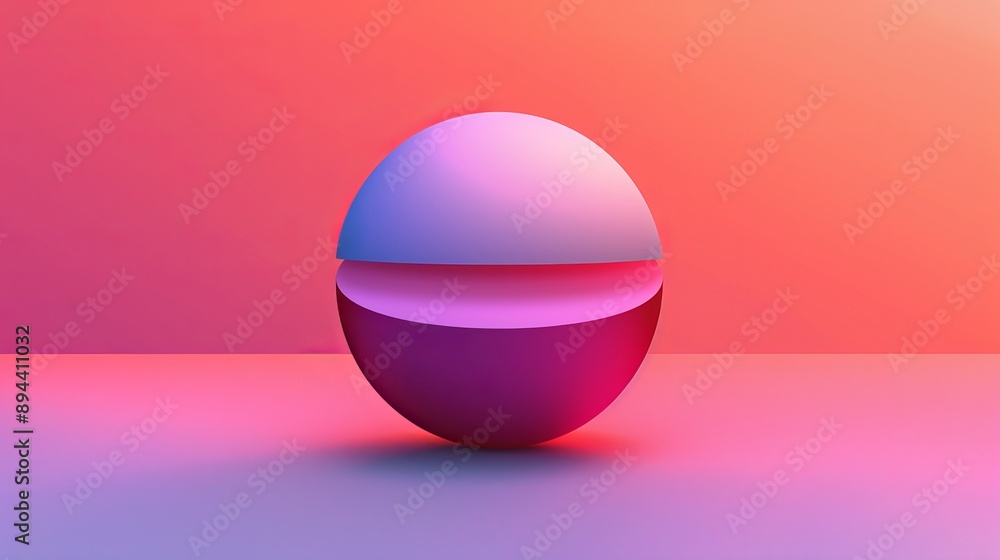 Poster pink and blue sphere on gradient background