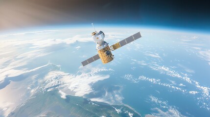 Obraz premium Cosmos satellite undertaking significant project, scientific advancement