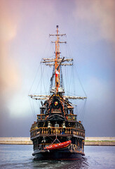 Pleasure vintage sailing ship in the style of the Spanish galleon