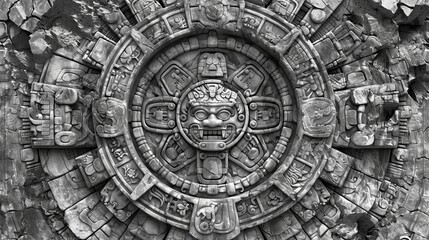 Naklejka premium Mayan Calendar Stone Detail