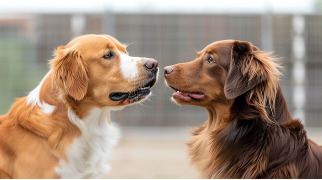Dogs engaging in obedience play sessions, disciplined and happy