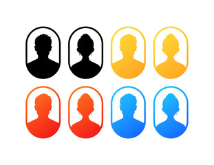 Profile icon set icons. Flat and silhouette styles. Vector icons.