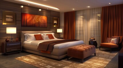 Stylish contemporary bedroom decor for homes and hotels.
