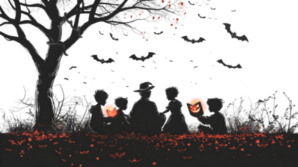 Halloween Themed Spooky Storytelling, Eerie and Engaging Tales for a Haunted Holiday Experience, Creative and Fun Halloween Activity, png file, isolated on white