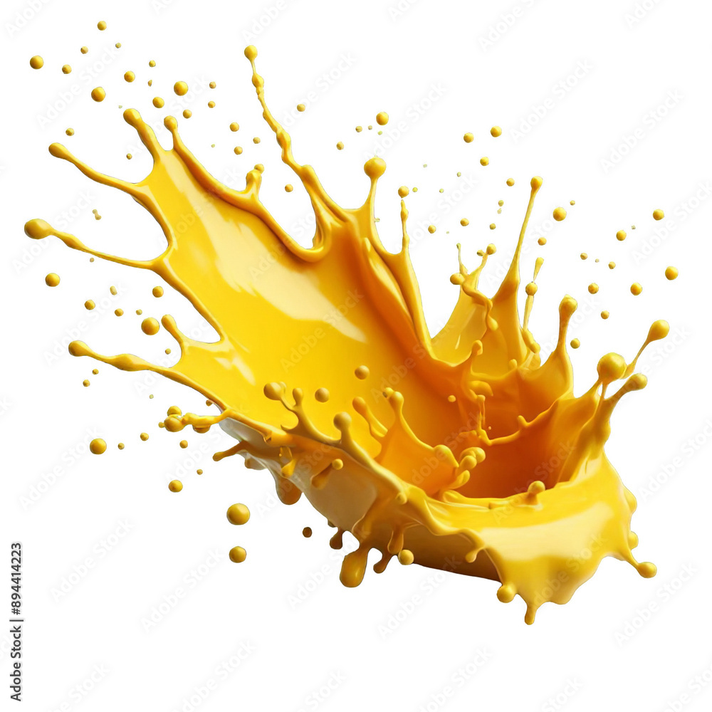 Wall mural yellow paint splash isolated on white background