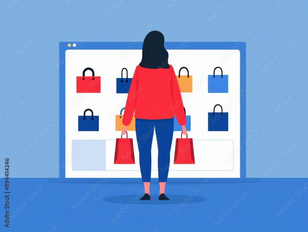 Poster e-commerce platform interface, showcasing user-friendly online shopping experience, featuring divers