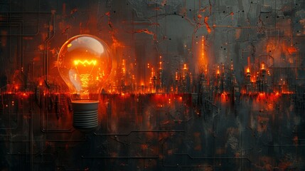 Obraz premium Illuminating Innovation - Abstract Image with Dark Tones and Orange Accents