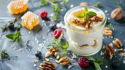 Greek yogurt with honey and nuts