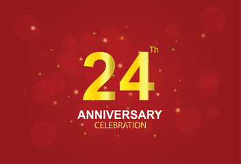 24th Anniversary. Anniversary logo design with Laurel wreath and red ribbon for celebration event, wedding, invitation, greeting card. Vector illustration