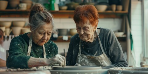 Teacher of pottery, studio and workshop instruction, and craft wheel training for elderly women in clay and sculpture. Artists teach, design, and create.