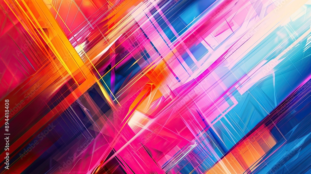 Poster a dynamic abstract background with bold, intersecting lines and a vibrant color palette