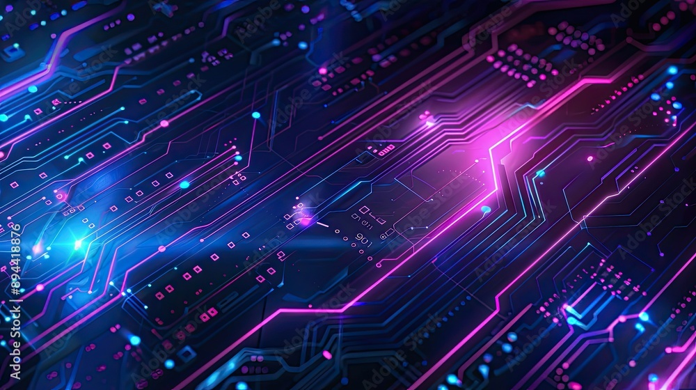 Aufkleber a futuristic abstract background with circuit board patterns and glowing elements
