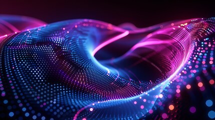 Abstract Wavy Lines With Blue and Pink Lights