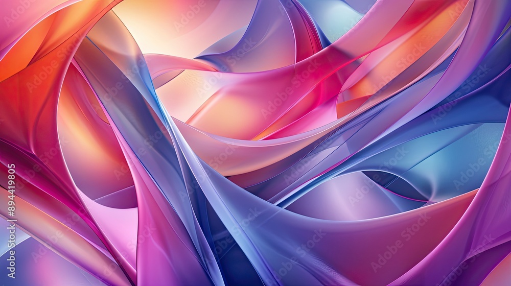 Poster a modern abstract background with a blend of sharp angles and soft curves in vibrant colors