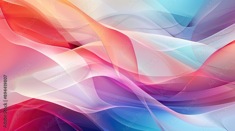 Poster a modern abstract background with a blend of sharp angles and soft curves in vibrant colors