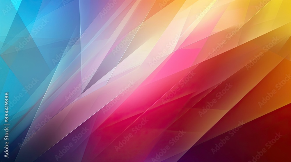 Poster a modern abstract background with a blend of sharp angles and soft curves in vibrant colors