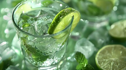 Fototapeta premium Cubes with mint and lime floating picture