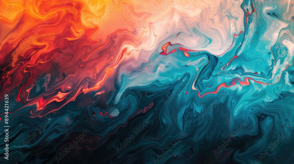 Poster a vibrant abstract background with a mix of warm and cool tones, creating a dynamic feel