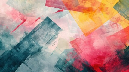 Fototapeta premium An abstract background featuring a blend of watercolor textures and geometric shapes
