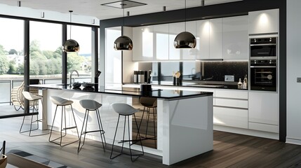 Open plan kitchen with modern island including integrated img