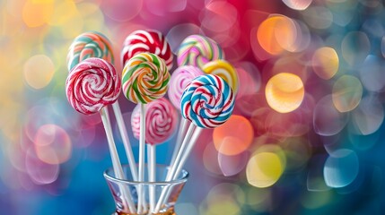 Lollipops inserted into a glass vase
