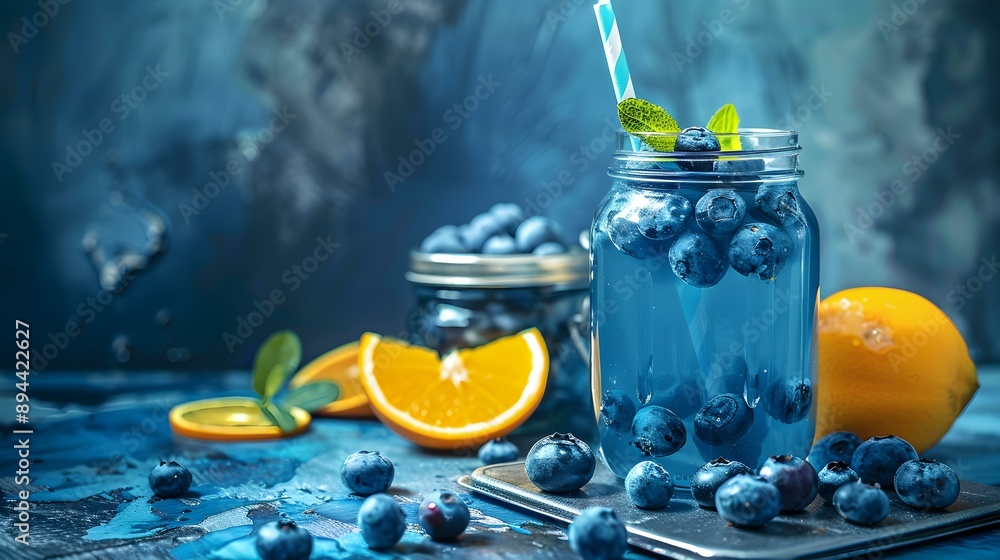 Wall mural lemonade served in a glass jar picture