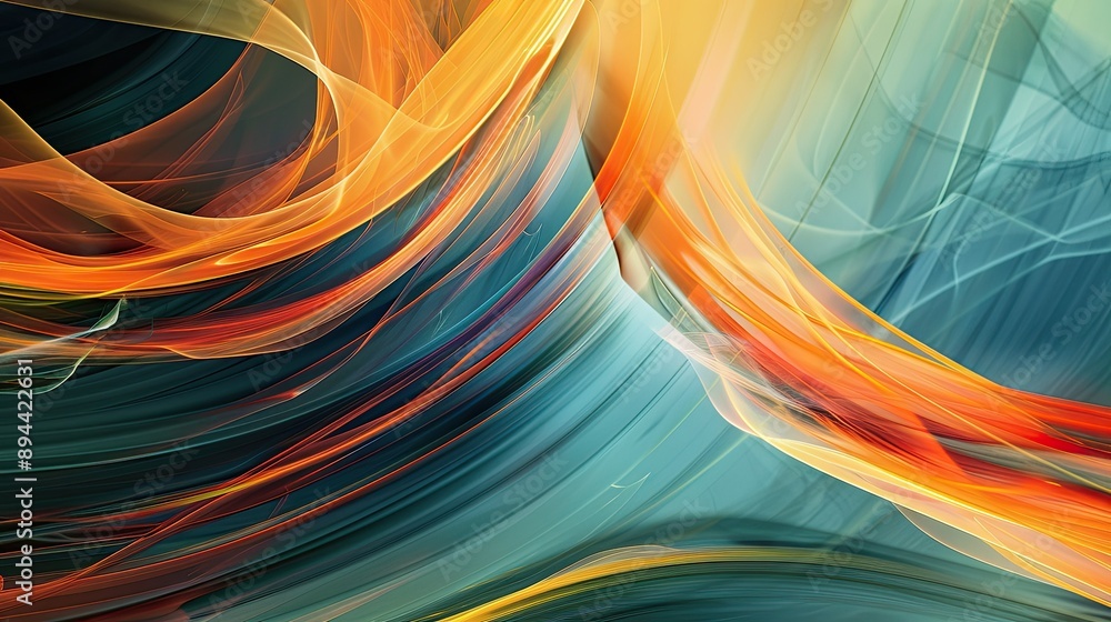 Poster an abstract background with a mix of straight and curved lines in a dynamic composition