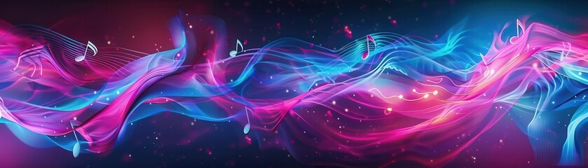 3dbackground, notes, soundwaves, neon, vibrant music, dynamic energy