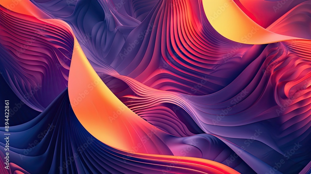 Aufkleber an abstract background with a mix of straight lines and curved patterns in contrasting colors