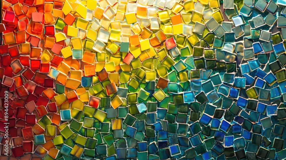 Aufkleber an abstract background with a mosaic of small, colorful tiles creating a vibrant scene