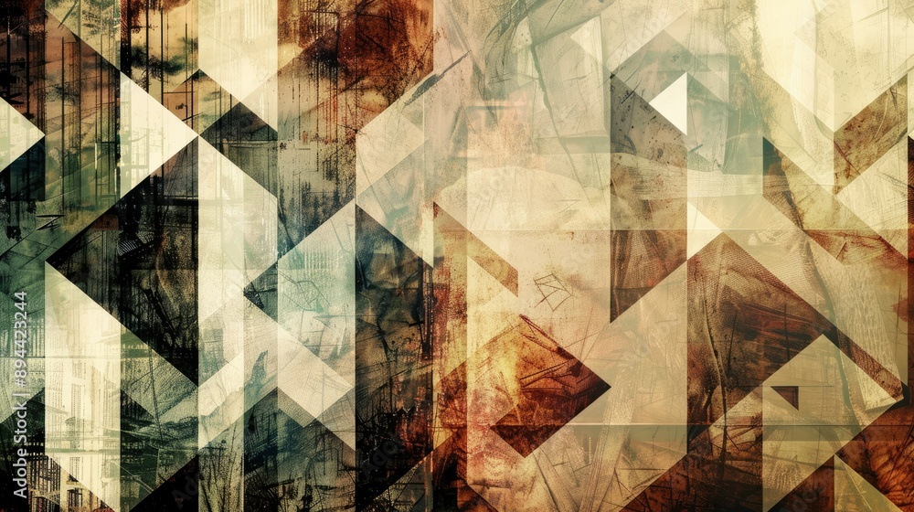 Aufkleber an abstract background with geometric patterns and a blend of vintage and modern elements