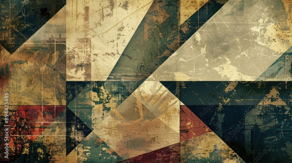 Aufkleber an abstract background with geometric patterns and a blend of vintage and modern elements