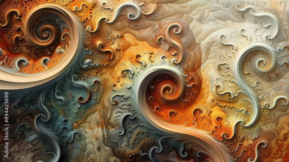 Poster an abstract background with intricate patterns and a blend of warm earth tones