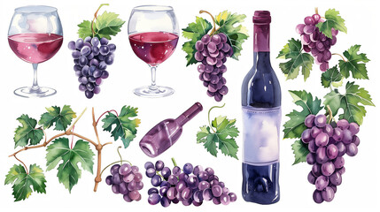 bottle of wine and grapes