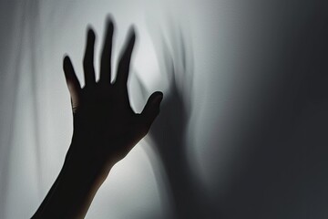 Mysterious Hand Shadow on Frosted Glass